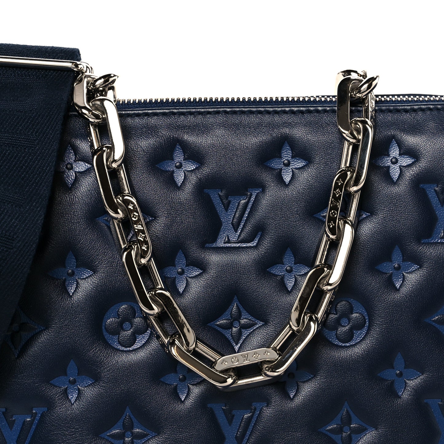 Lambskin Embossed Monogram Coussin PM Navy