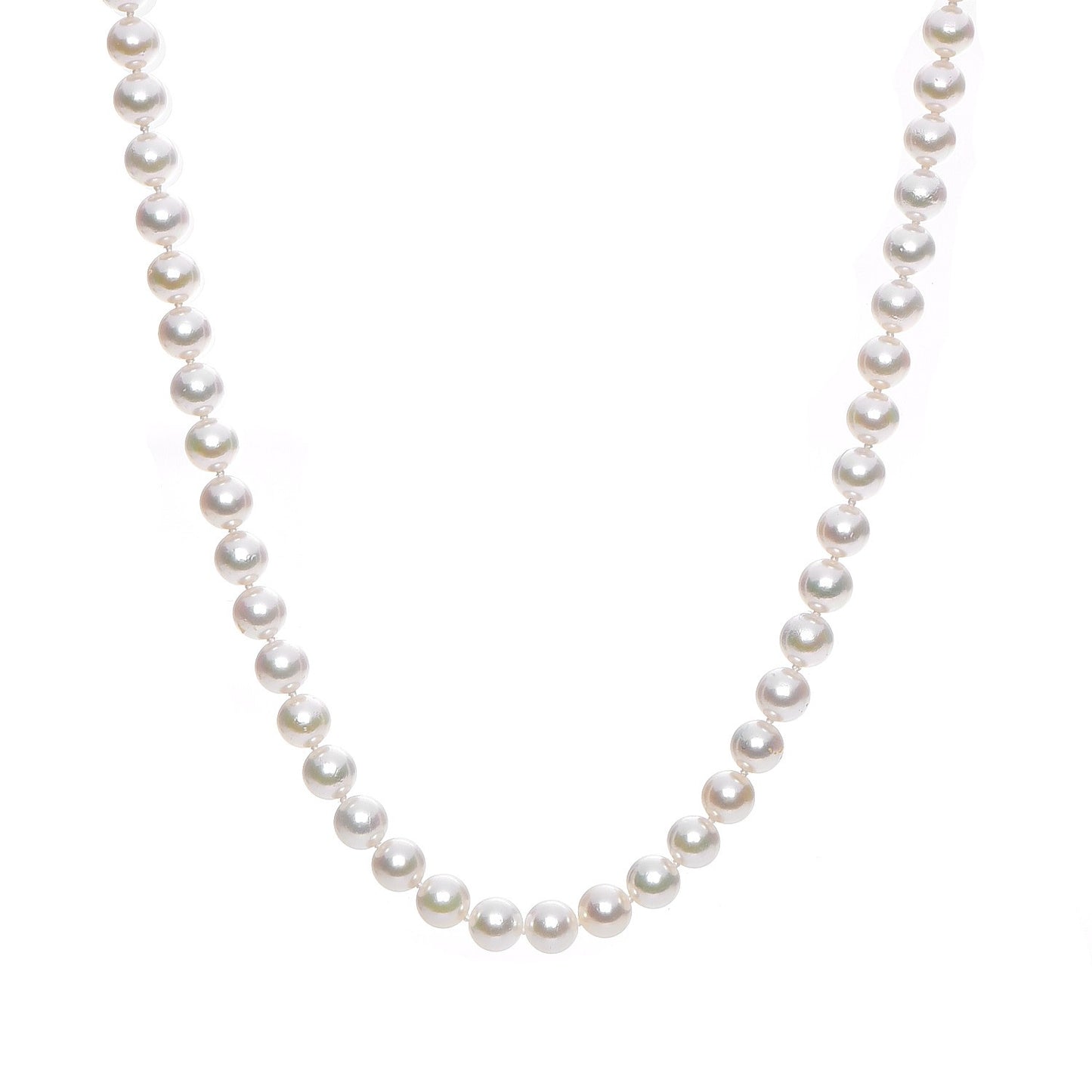 18K White Gold Pearl 6mm Strand Akoya Necklace 16