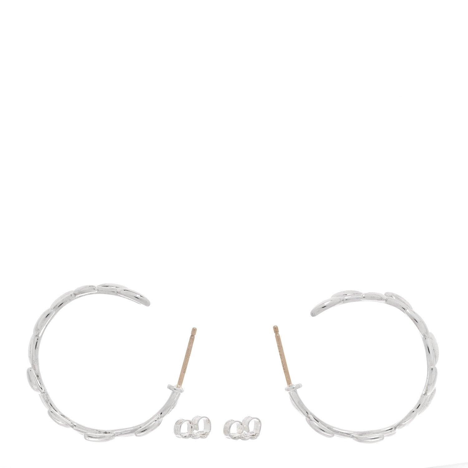 Tiffany Sterling Silver Paloma Picasso Olive Leaf Hoop Earrings 3 of 4