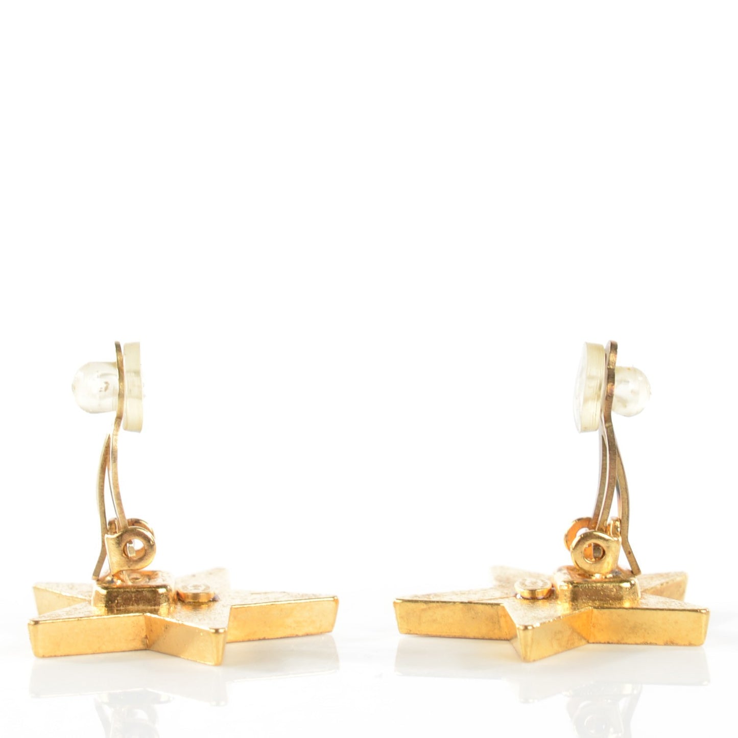 Enamel CC Star Clip On Earrings Gold Pink