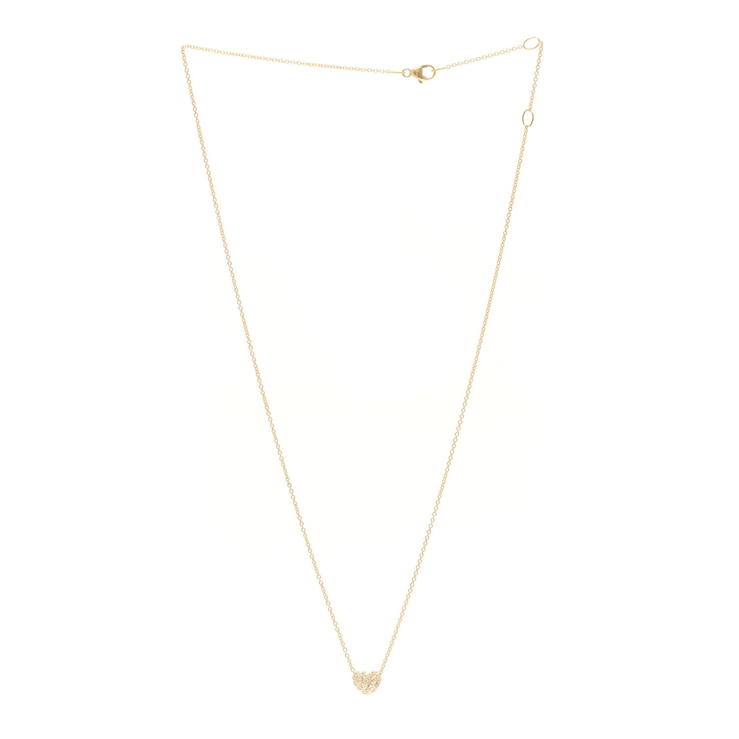 18K Yellow Gold Diamond Cable Heart Pave Pendant Necklace