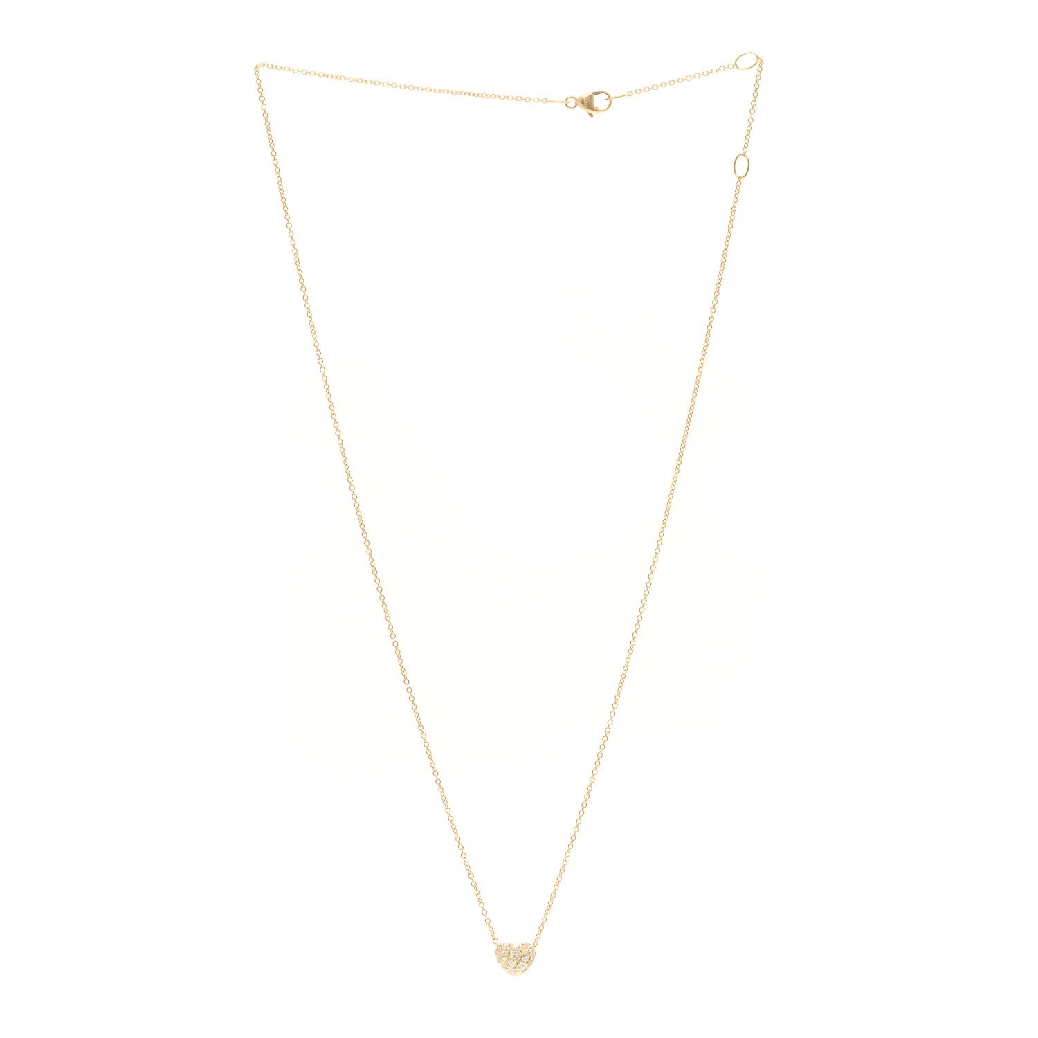David Yurman 18K Yellow Gold Diamond Cable Heart Pave Pendant Necklace 3 of 4