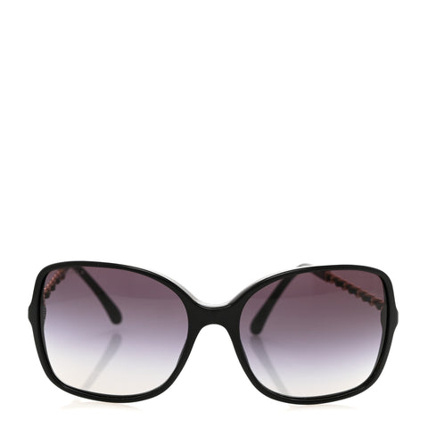 Lambskin Square Chain Sunglasses 5210-Q Black