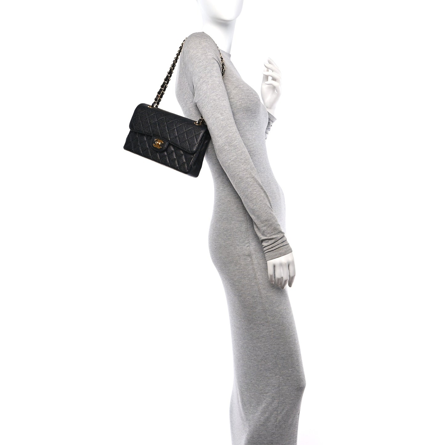 Caviar Quilted Small Double Flap Black