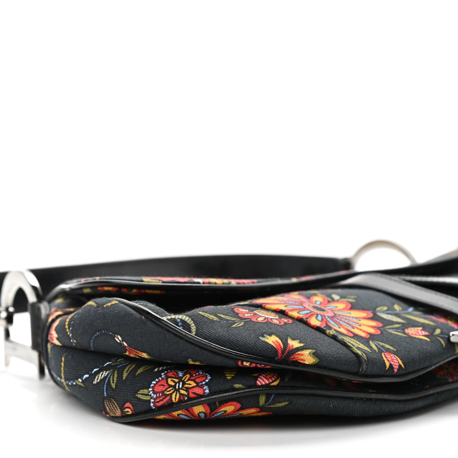 Christian Dior Canvas Floral Saddle Bag Black 9 of 10