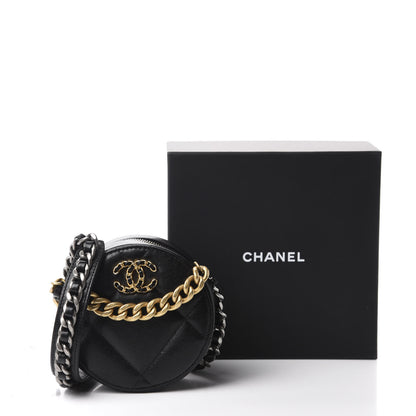 Chanel Shiny Goatskin Quilted 19 Round Clutch With Chain Black 11 of 11