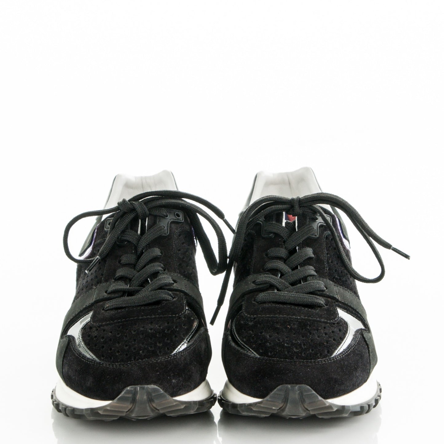Nubuck Calfskin Perforated Run Away Sneakers 38 Black