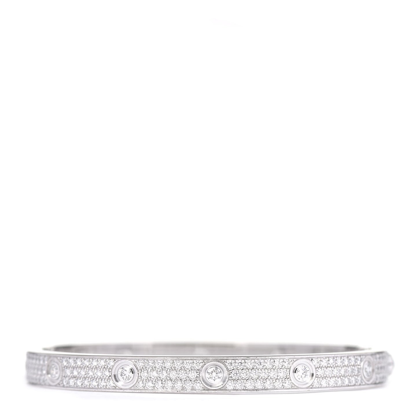 18K White Gold Diamond LOVE Full Paved Bracelet 19