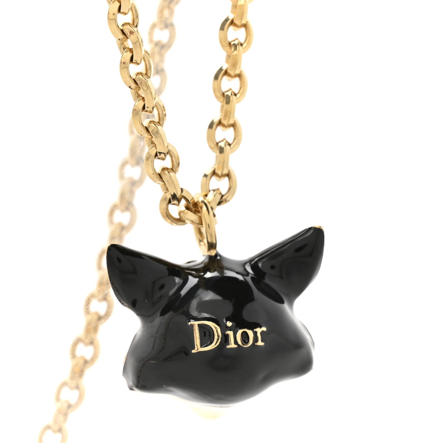 Crystal Fox Necklace Gold Black