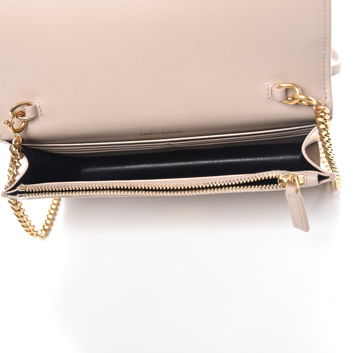 Smooth Calfskin Classic Monogram Kate Tassel Chain Wallet Light Natural