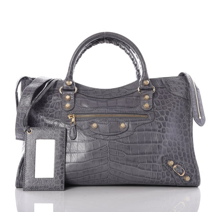 Balenciaga Calfskin Crocodile Embossed Giant 12 Gold Hardware City Gris Beton 14 of 14