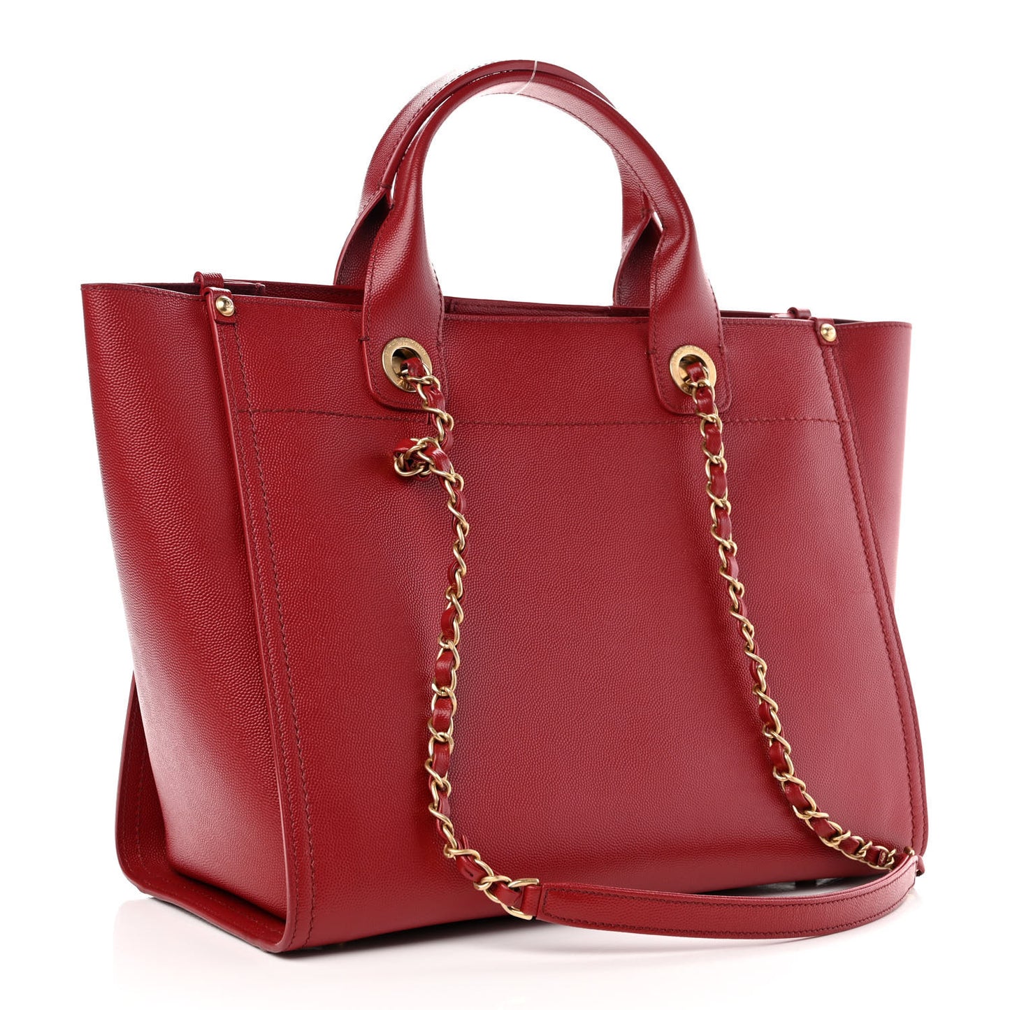 Caviar Small Studded Deauville Tote Red
