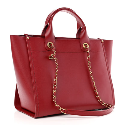 Chanel Caviar Small Studded Deauville Tote Red 3 of 10