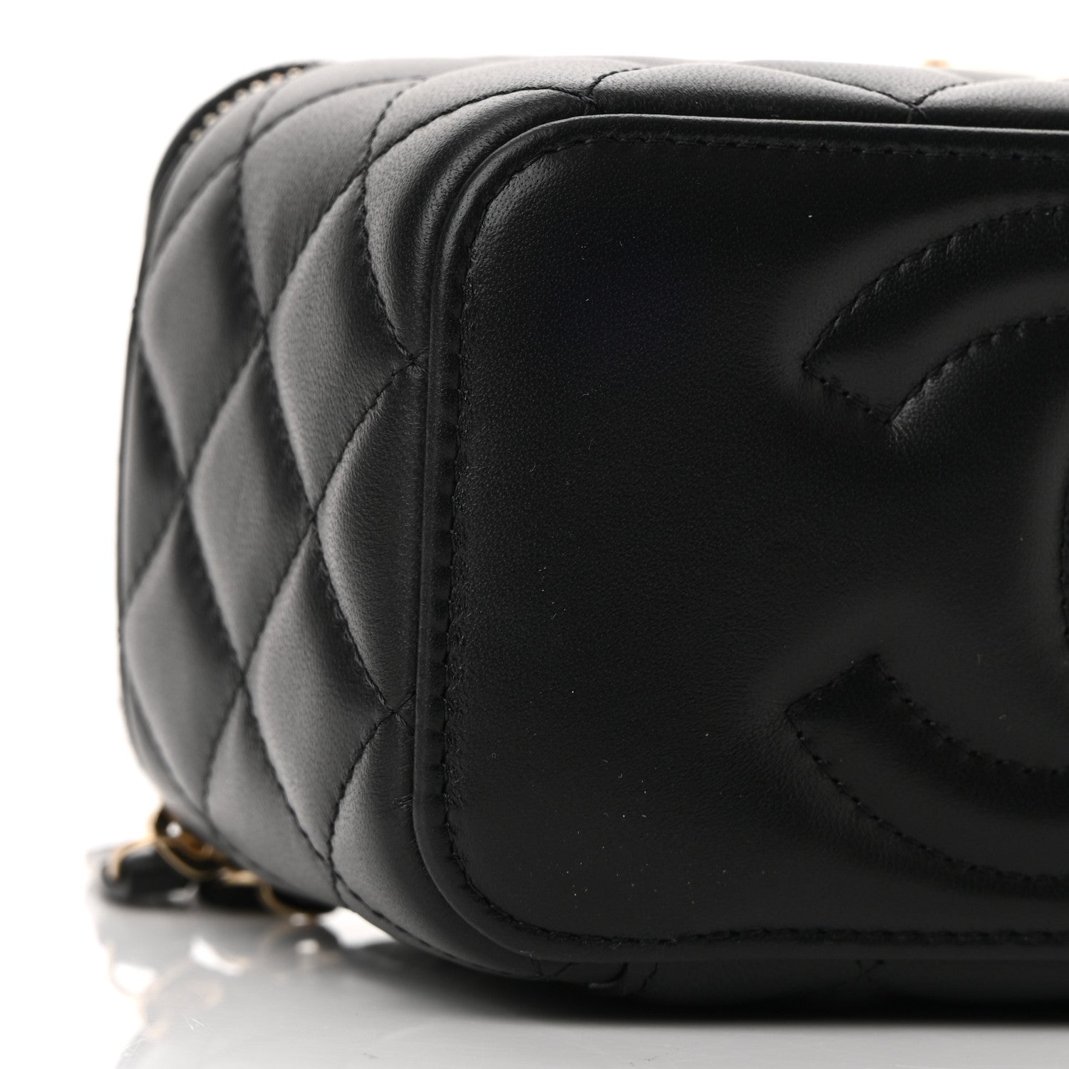 Chanel Lambskin Quilted Small Pearl Crush Vanity Case With Chain Black 10 of 13