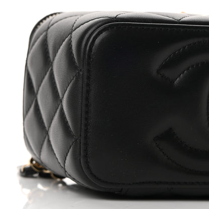 Chanel Lambskin Quilted Small Pearl Crush Vanity Case With Chain Black 10 of 13
