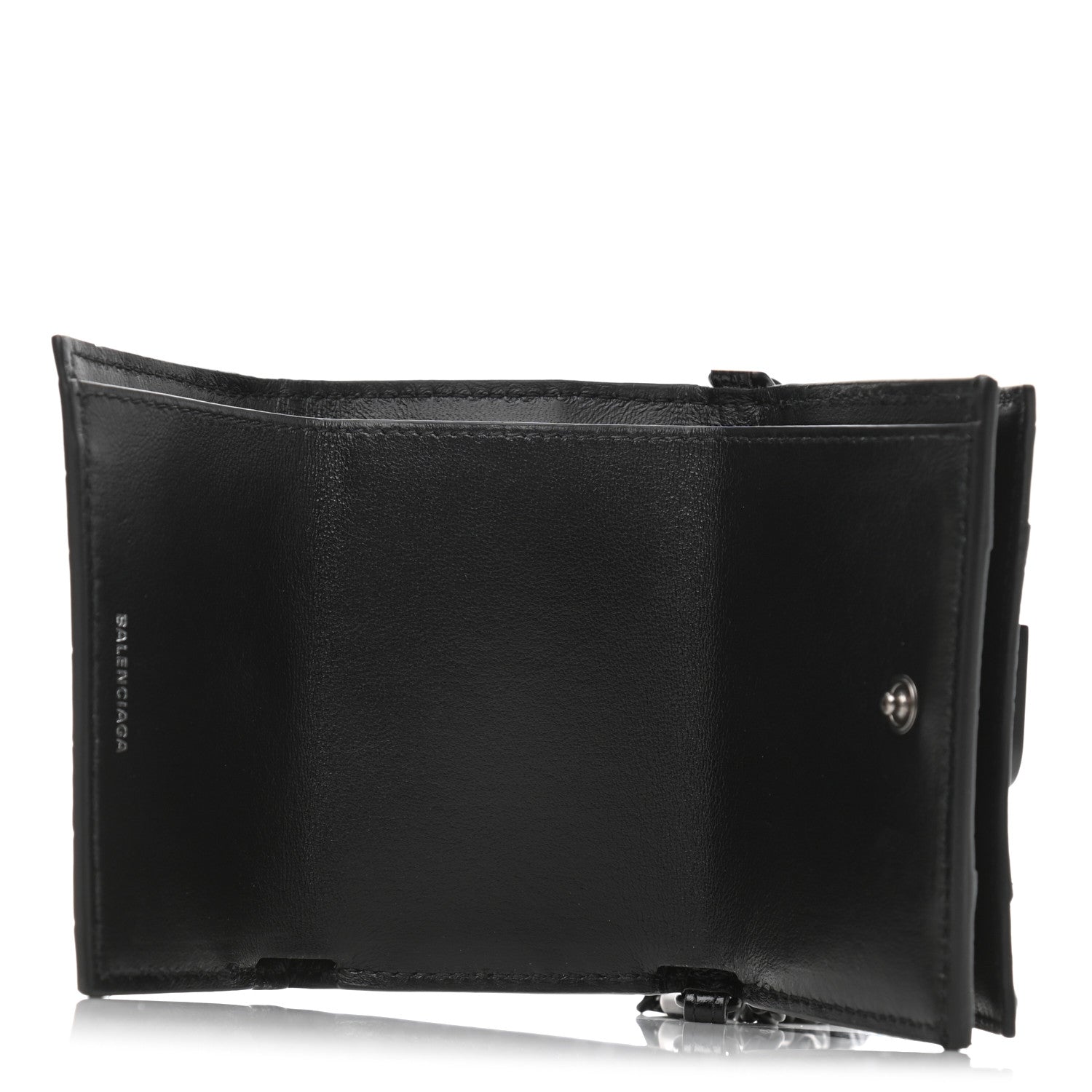 Balenciaga Shiny Calfskin Monochrome Crocodile Embossed Mini Hourglass Wallet on Chain Black 5 of 13
