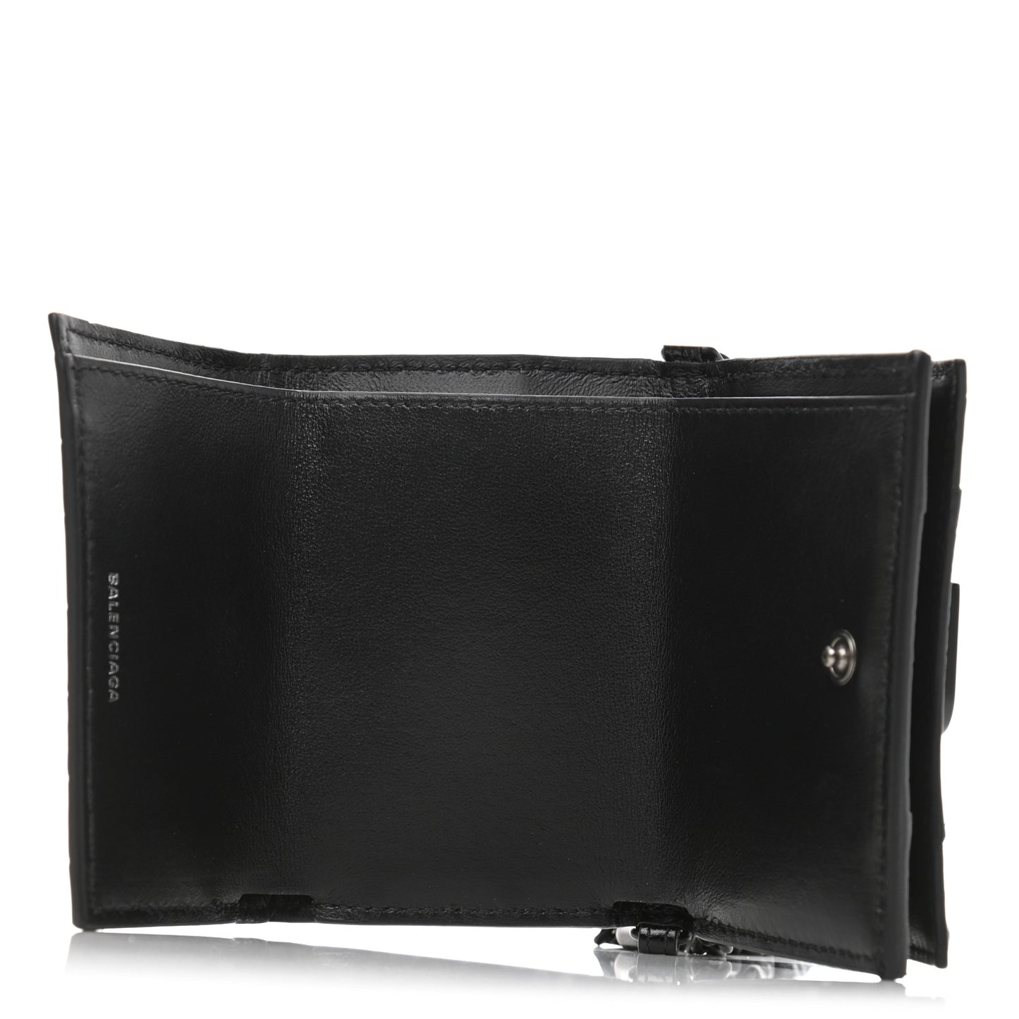 Shiny Calfskin Monochrome Crocodile Embossed Mini Hourglass Wallet on Chain Black