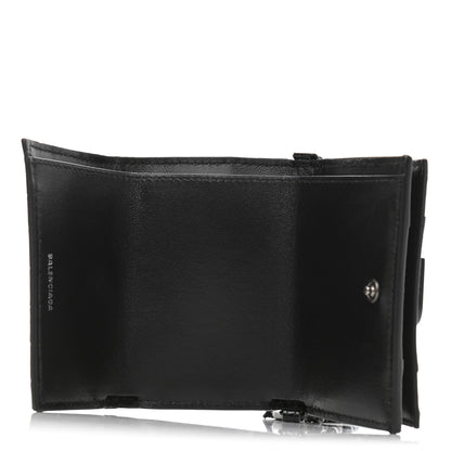 Balenciaga Shiny Calfskin Monochrome Crocodile Embossed Mini Hourglass Wallet on Chain Black 5 of 13