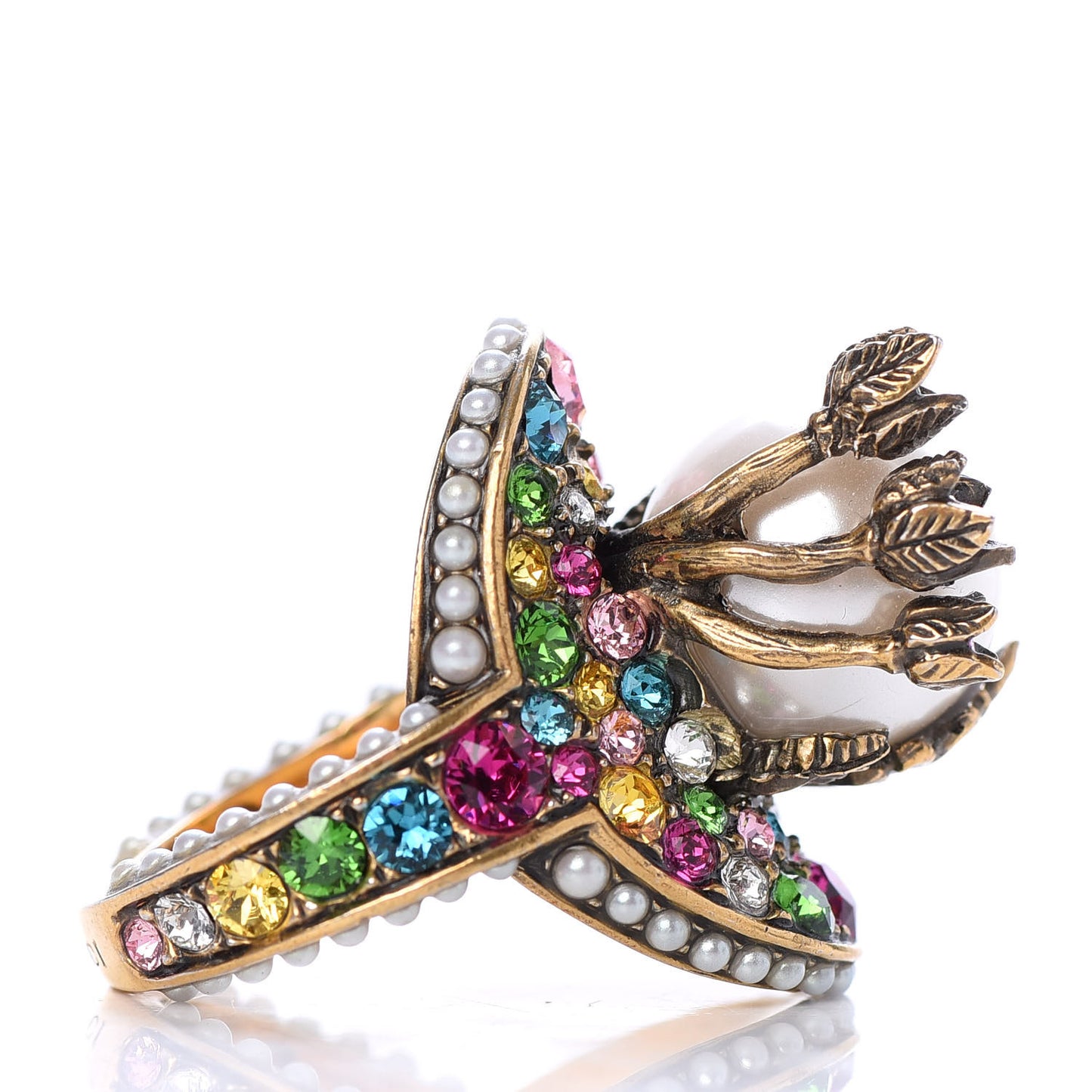 Swarovski Crystal Pearl Ring 16 Multicolor