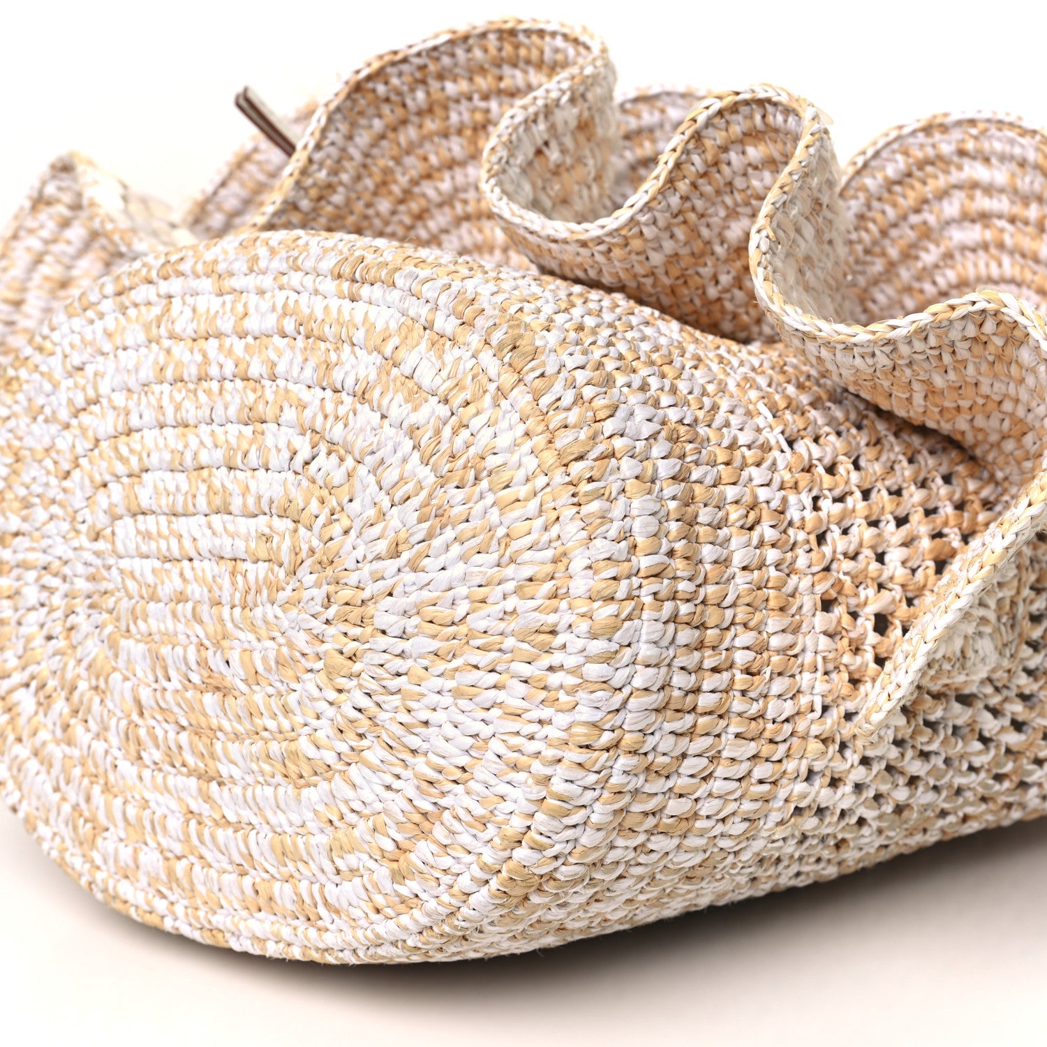Loewe Raffia Calfskin Sequin Balloon Ruffles Bucket Bag Natural White 9 of 10