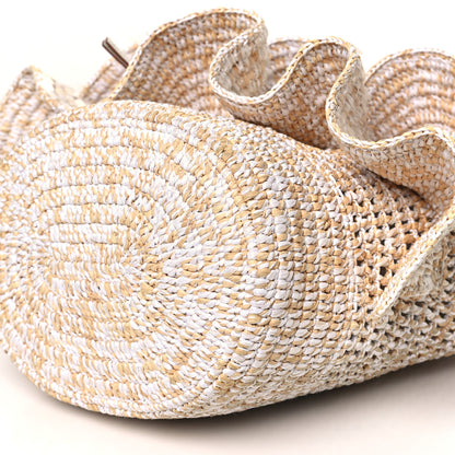 Loewe Raffia Calfskin Sequin Balloon Ruffles Bucket Bag Natural White 9 of 10