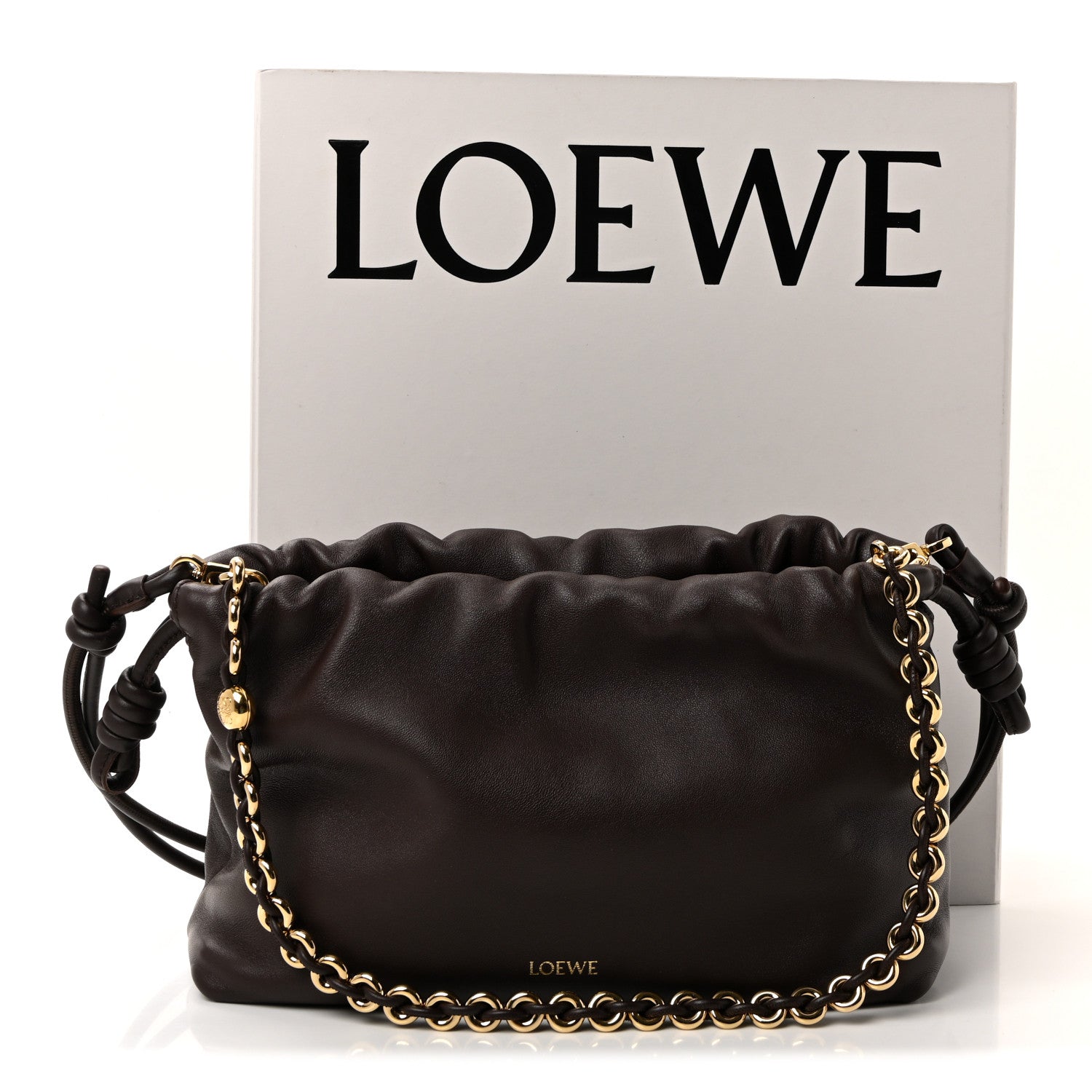 Loewe Mellow Nappa Medium Donut Chain Flamenco Knot Clutch Dark Burgundy 11 of 11