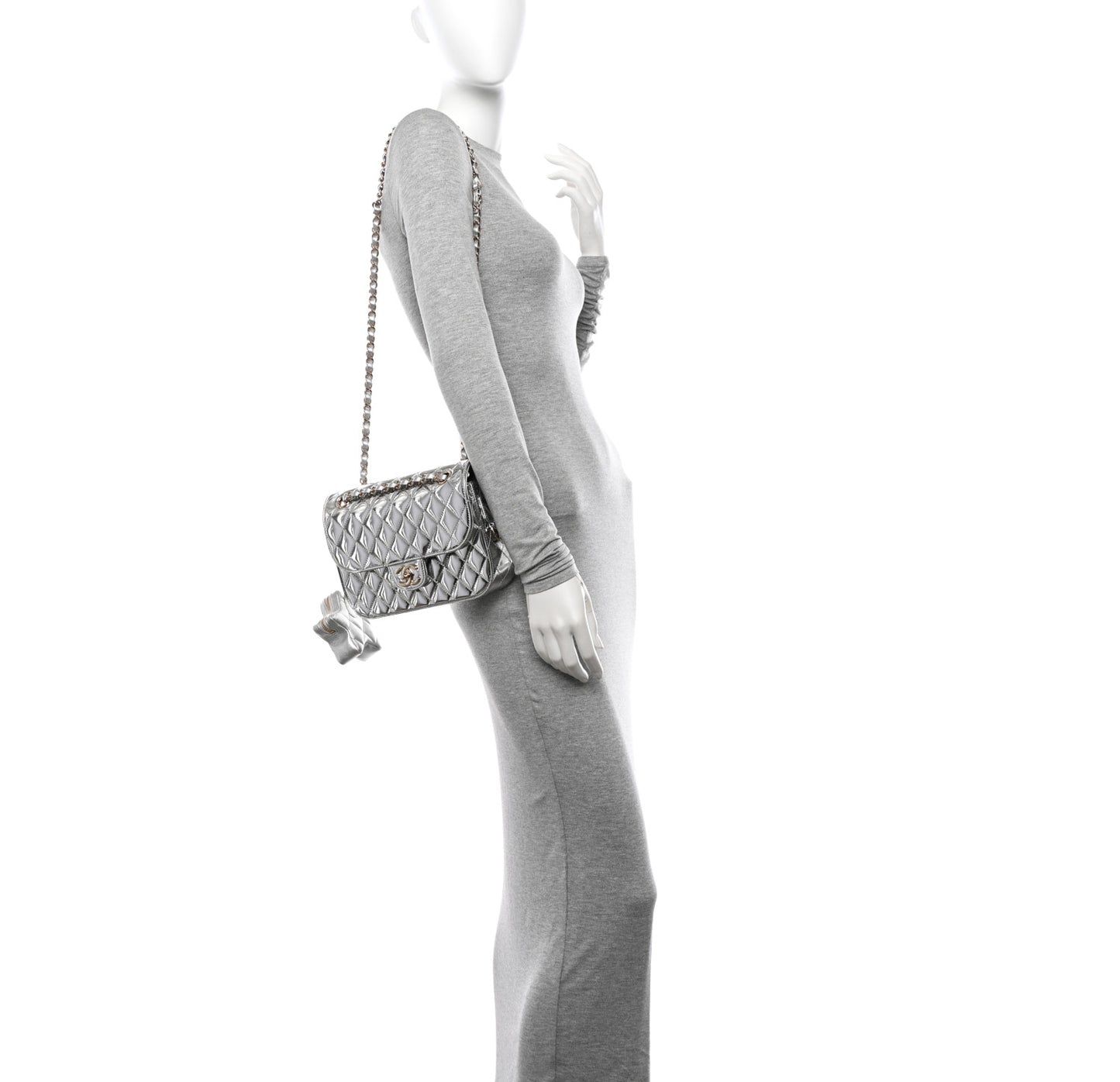 Mirror Calfskin Metallic Calfskin Medium Hollywood Boulevard Flap With Star Coin Purse Silvery