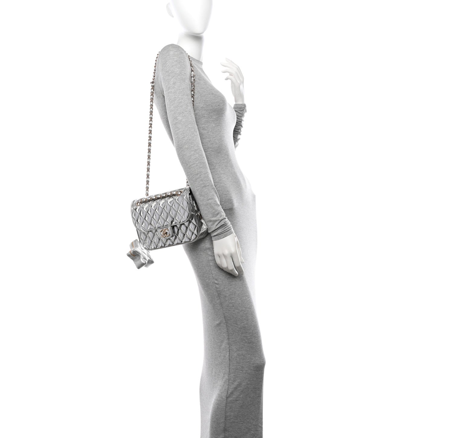 Chanel Mirror Calfskin Metallic Calfskin Medium Hollywood Boulevard Flap With Star Coin Purse Silvery 2 of 12