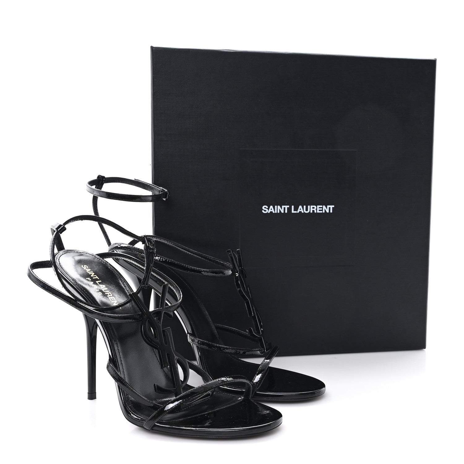 Saint Laurent Patent Cassandra 100 Ankle Strap Sandals 40 Black 12 of 12