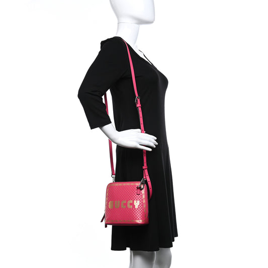 X SEGA Calfskin GUCCY Stars Mini Dome Shoulder Bag Violet Fuxia Gold