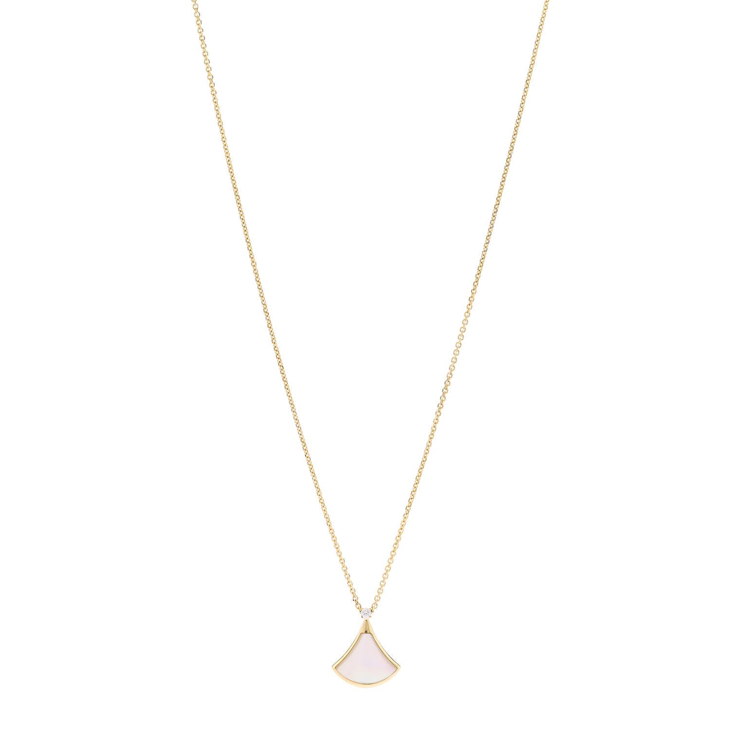 Bulgari 18K Yellow Gold Diamond Mother of Pearl Small Divas' Dream Pendant Necklace 1 of 8