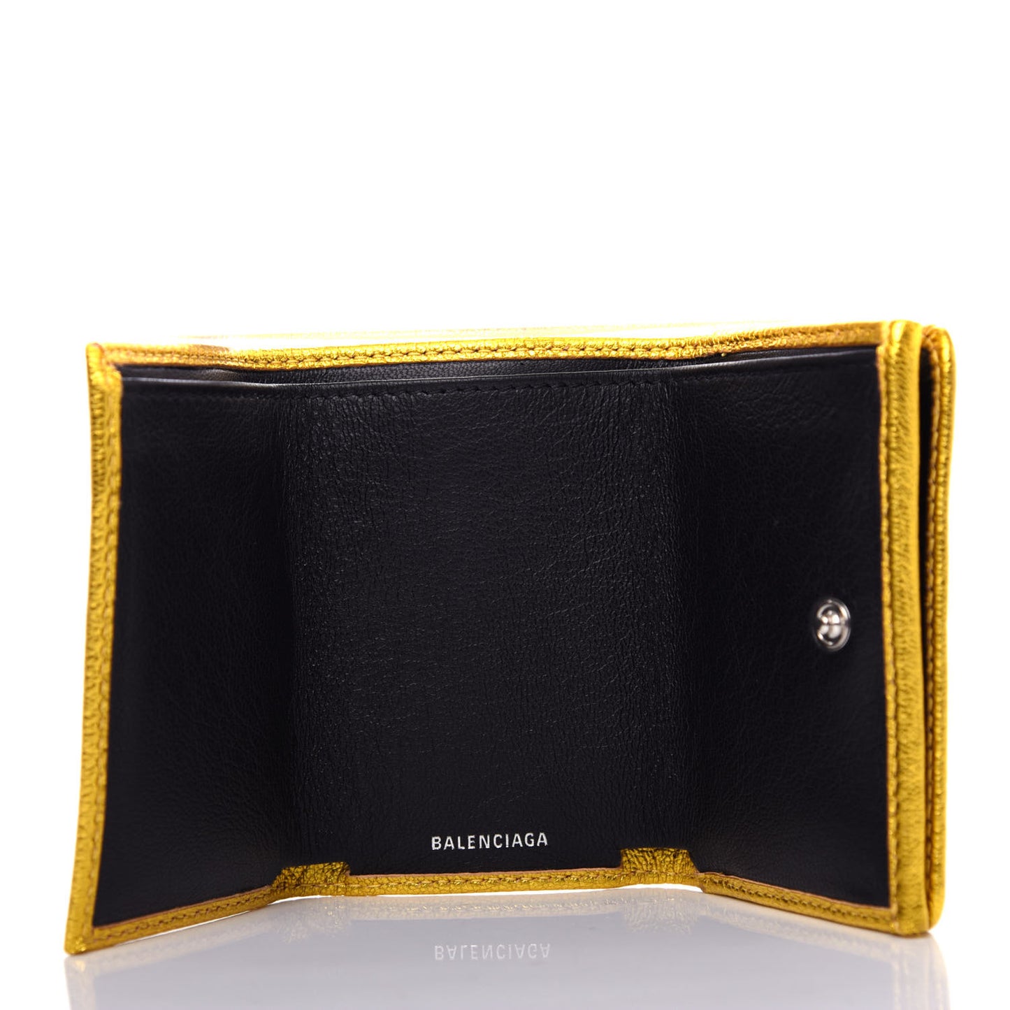 Metallic Goatskin Logo Mini Everyday Wallet Oro Black