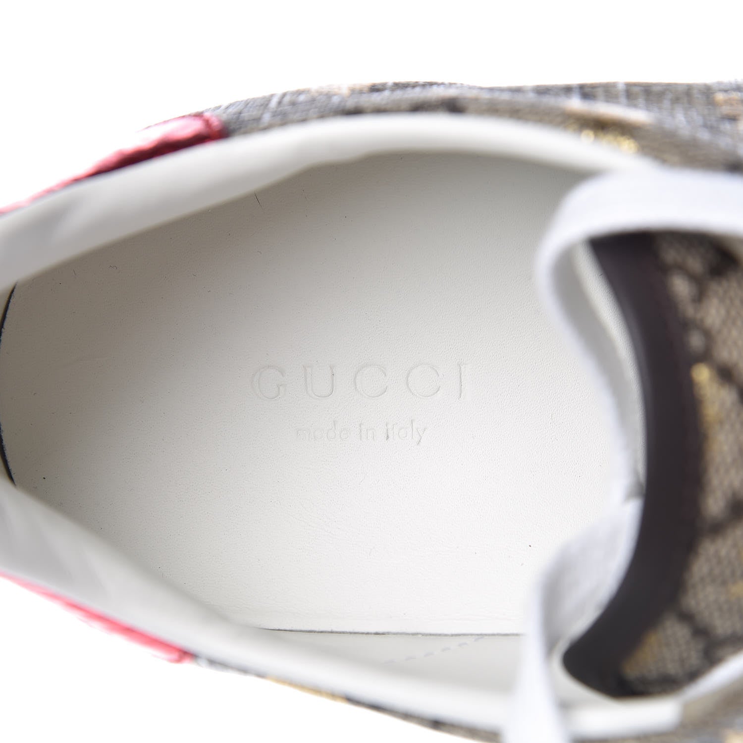 Gucci GG Supreme Monogram Bees Ayers Web Womens Ace Sneakers 39 Beige Oro Green Red 7 of 9