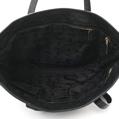 Gucci Guccissima Medium Zippered Shopping Tote Black 4 of 12