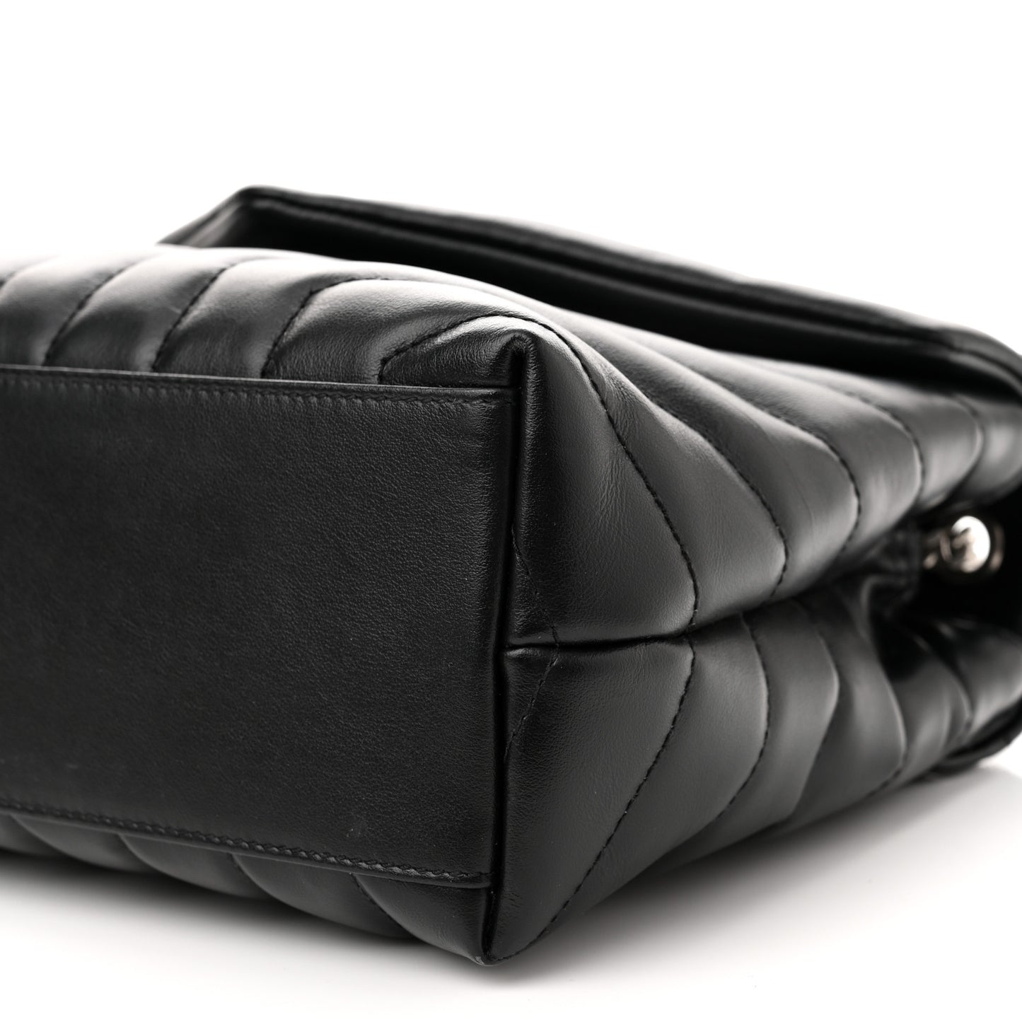 Calfskin Y Quilted Monogram Small Loulou Chain Satchel Black
