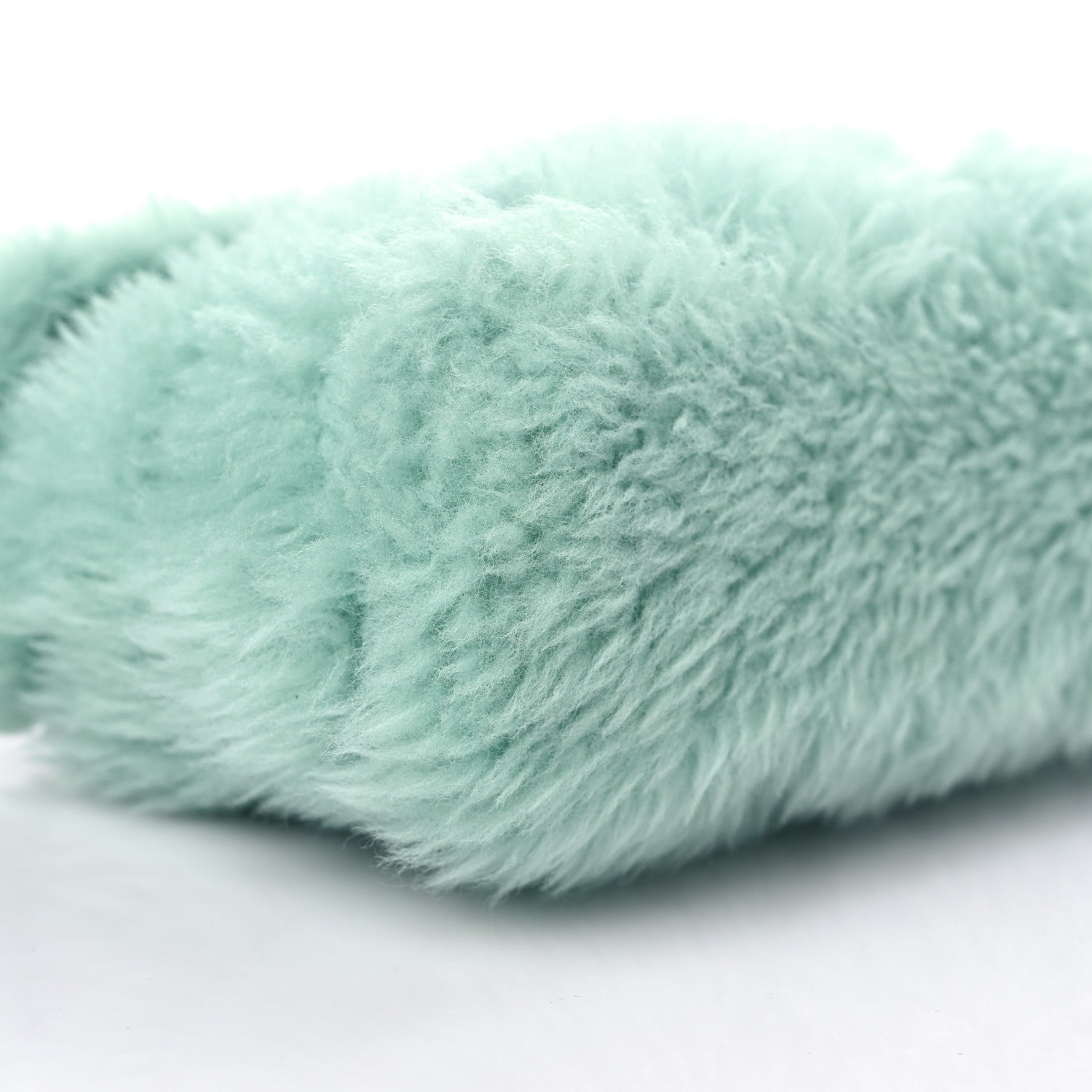 Saint Laurent Shearling Quilted Monogram Loulou Puffer Pouch Clutch Iced Mint 10 of 11