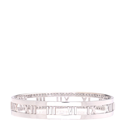Tiffany 18K White Gold Diamond Atlas Open Hinged Bangle Bracelet 3 of 8
