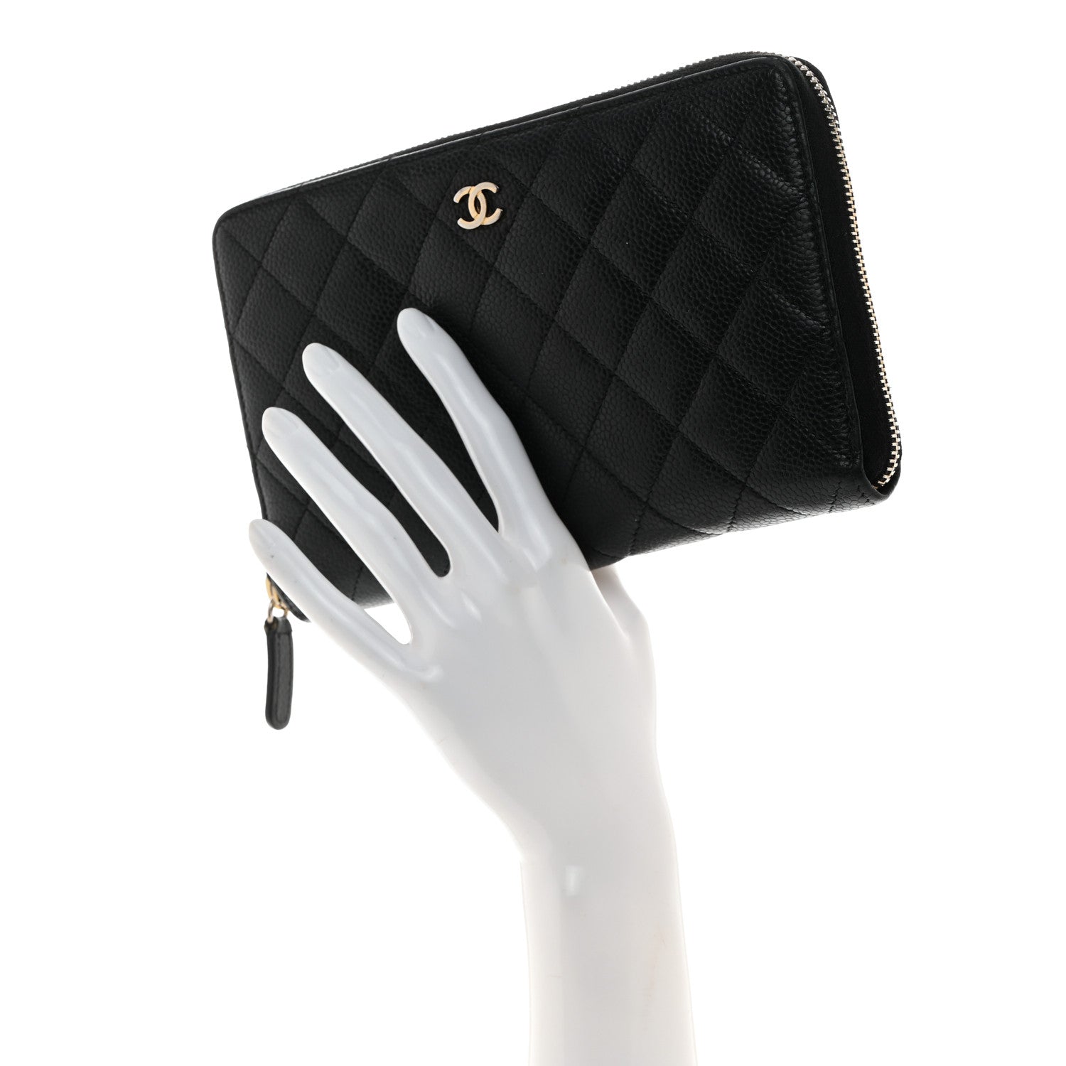 Chanel Caviar Quilted Large Zip Around Organizer Wallet Black 2 of 8
