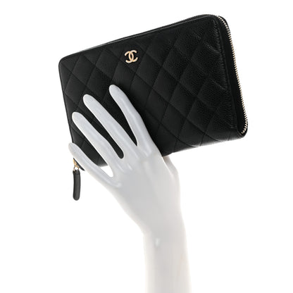 Chanel Caviar Quilted Large Zip Around Organizer Wallet Black 2 of 8