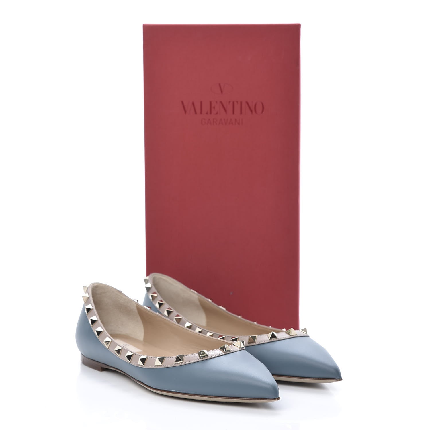 Valentino Garavani Calfskin Nappa Rockstud Ballerina Flats 37.5 Amadeus Poudre 8 of 8