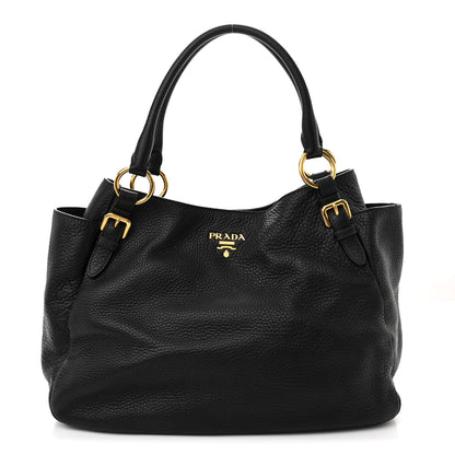 Prada Vitello Daino Tote Black 1 of 9