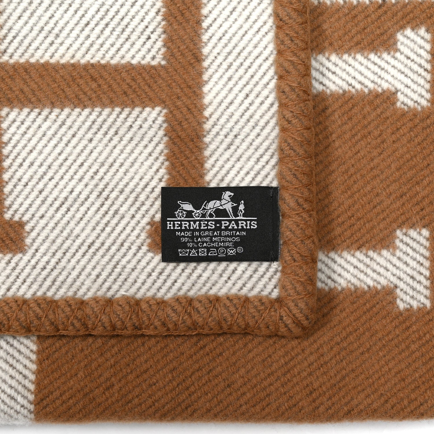 Hermes Wool Cashmere Avalon Blanket Ecru Camel 3 of 3