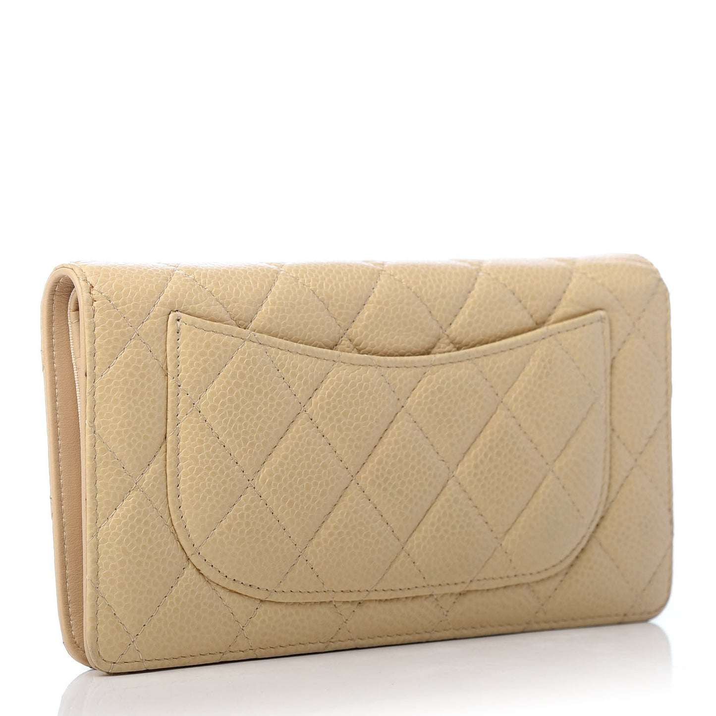 Caviar Quilted Yen Wallet Beige