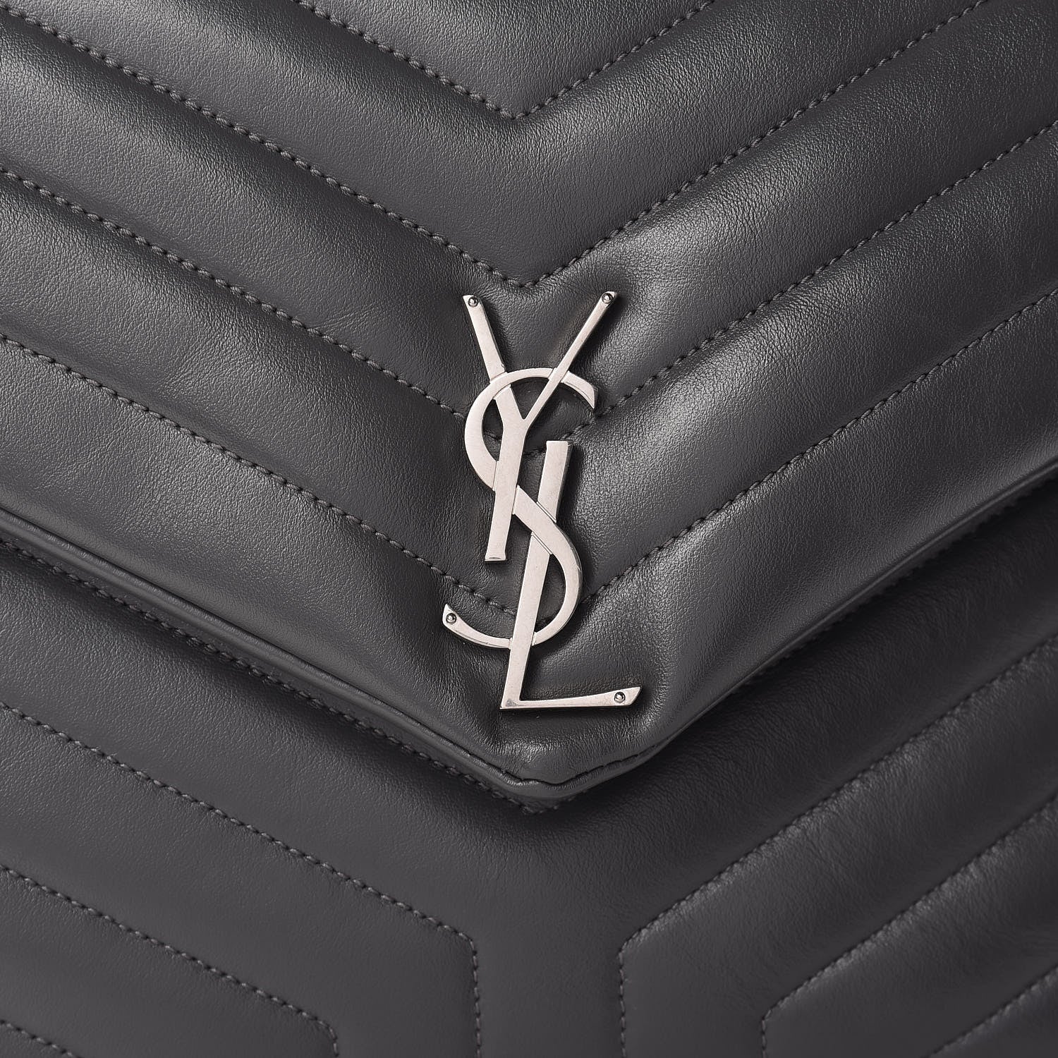 Saint Laurent Calfskin Y Quilted Monogram Large Loulou Chain Satchel Earth 9 of 12