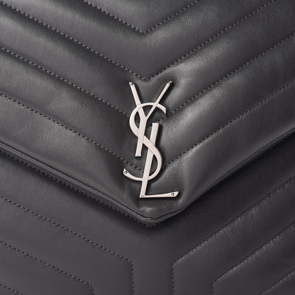 Saint Laurent Calfskin Y Quilted Monogram Large Loulou Chain Satchel Earth 9 of 12