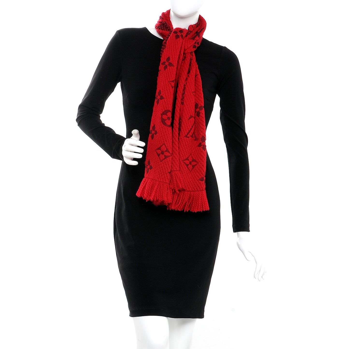 Wool Silk Logomania Scarf Rubis