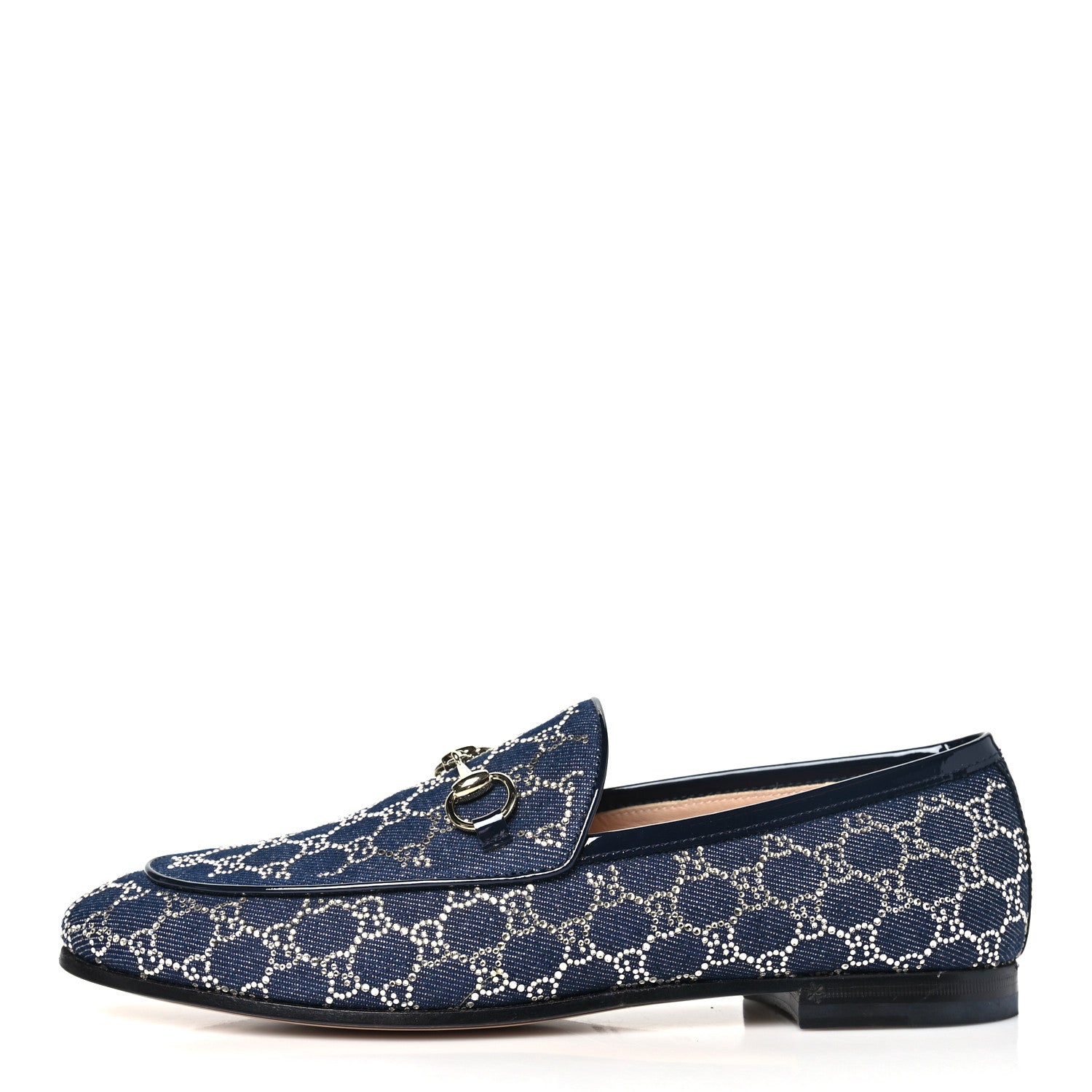 Gucci Denim Crystal GG Monogram Horsebit Womens Jordaan Loafers 38 Deep Blue Blue Milad 1 of 10