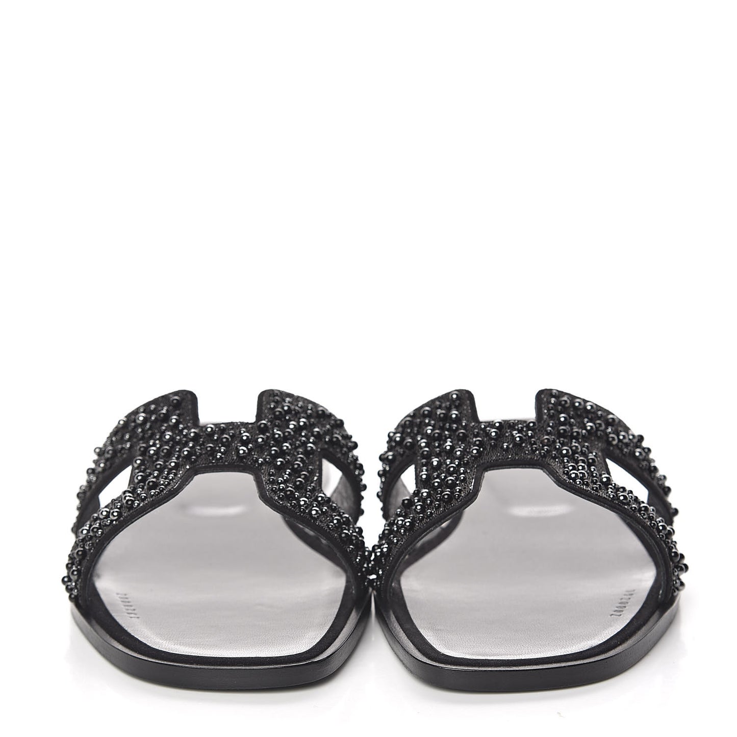 Goatskin Crystal Oran Sandals 42 Black