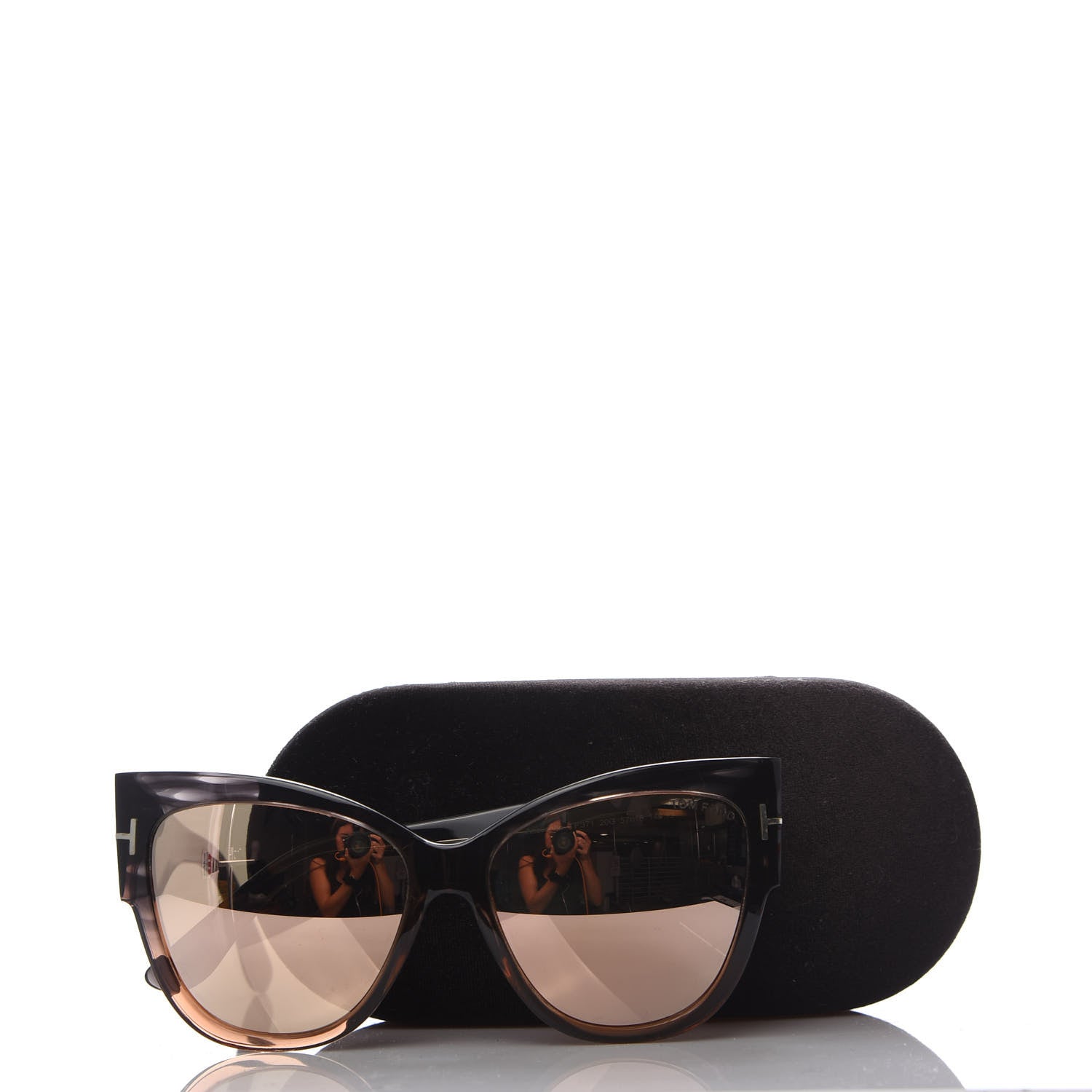 Tom Ford Acetate Anoushka Cat Eye Sunglasses TF371 Melange Grey Peach 8 of 8