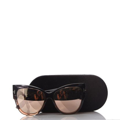 Tom Ford Acetate Anoushka Cat Eye Sunglasses TF371 Melange Grey Peach 8 of 8